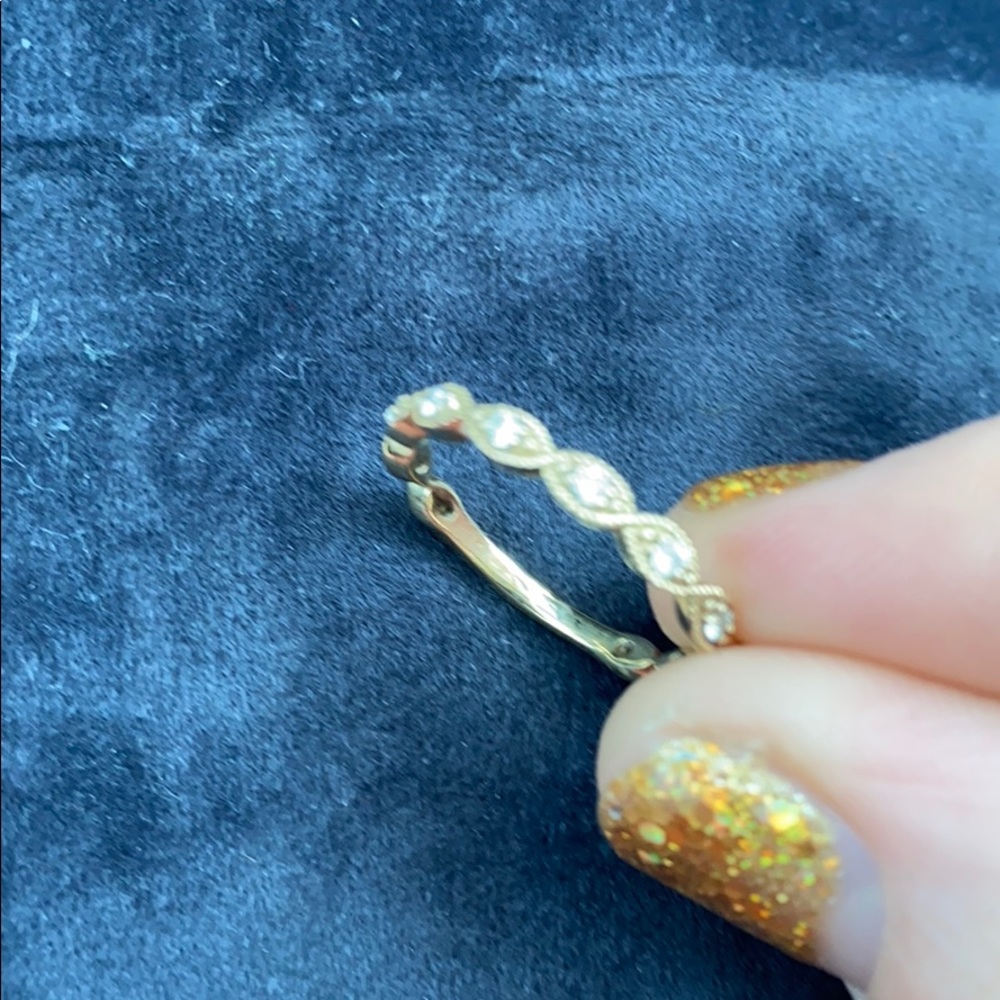 14k Gold Diamond Ring Stackable Wedding Band - image 4